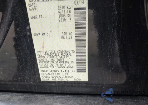 2014 Nissan Altima 2.5 S z USA, uszkodzony, nr VIN 1N4AL3AP8EN370637